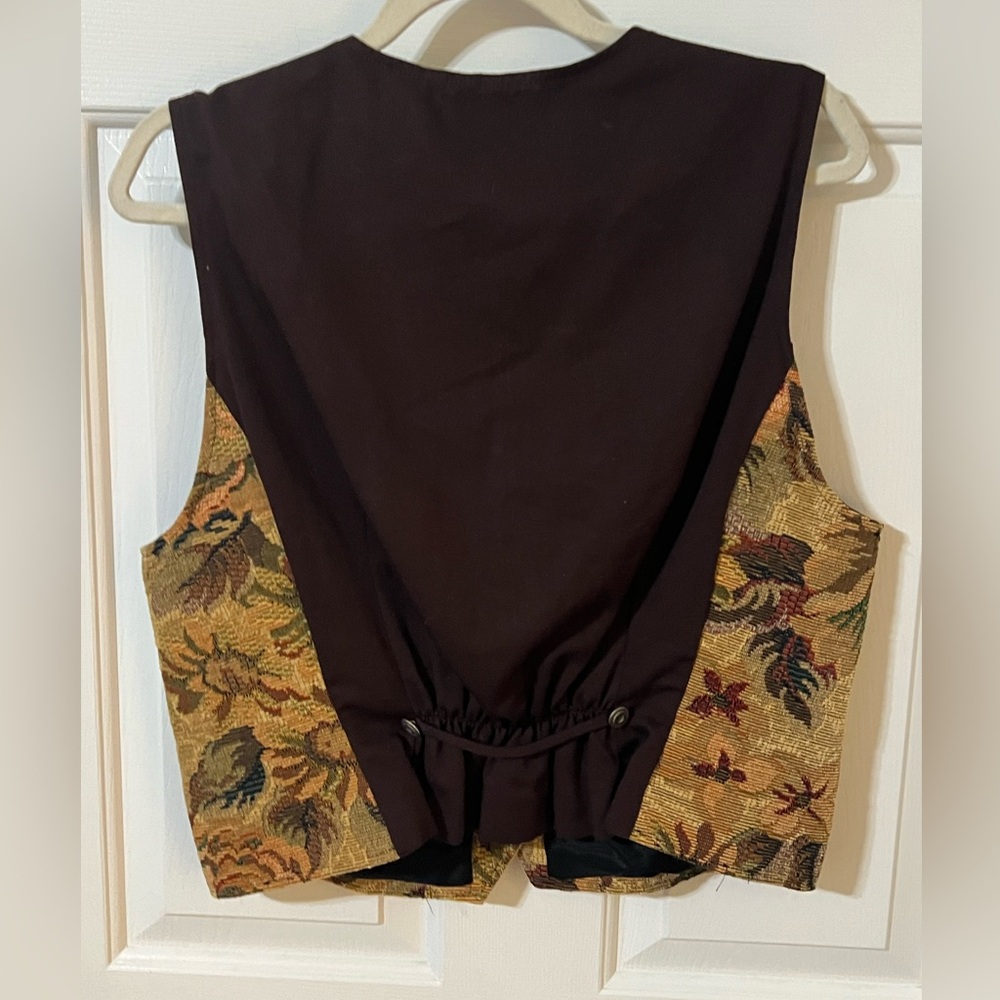 Vtg Tapestry Vest Floral Womens Large Cottagecore Grandma 90s USA Willowbend - Picture 6 of 6